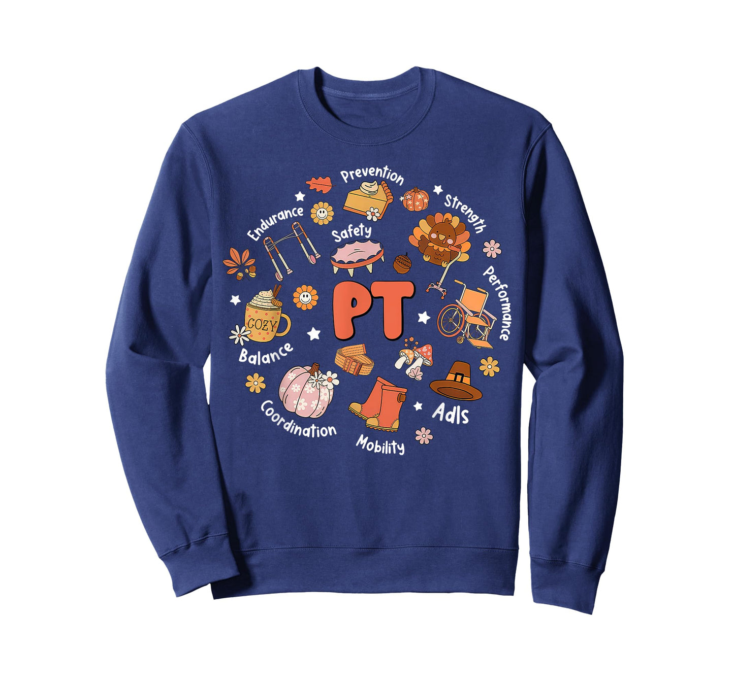 Retro Physical Therapy PT Fall Vibes Autumn Thanksgiving T-Shirt