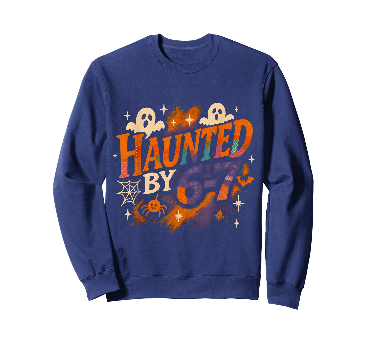 Haunted by 6-7 Funny Ghost Halloween Patchwork Design T-Shirt