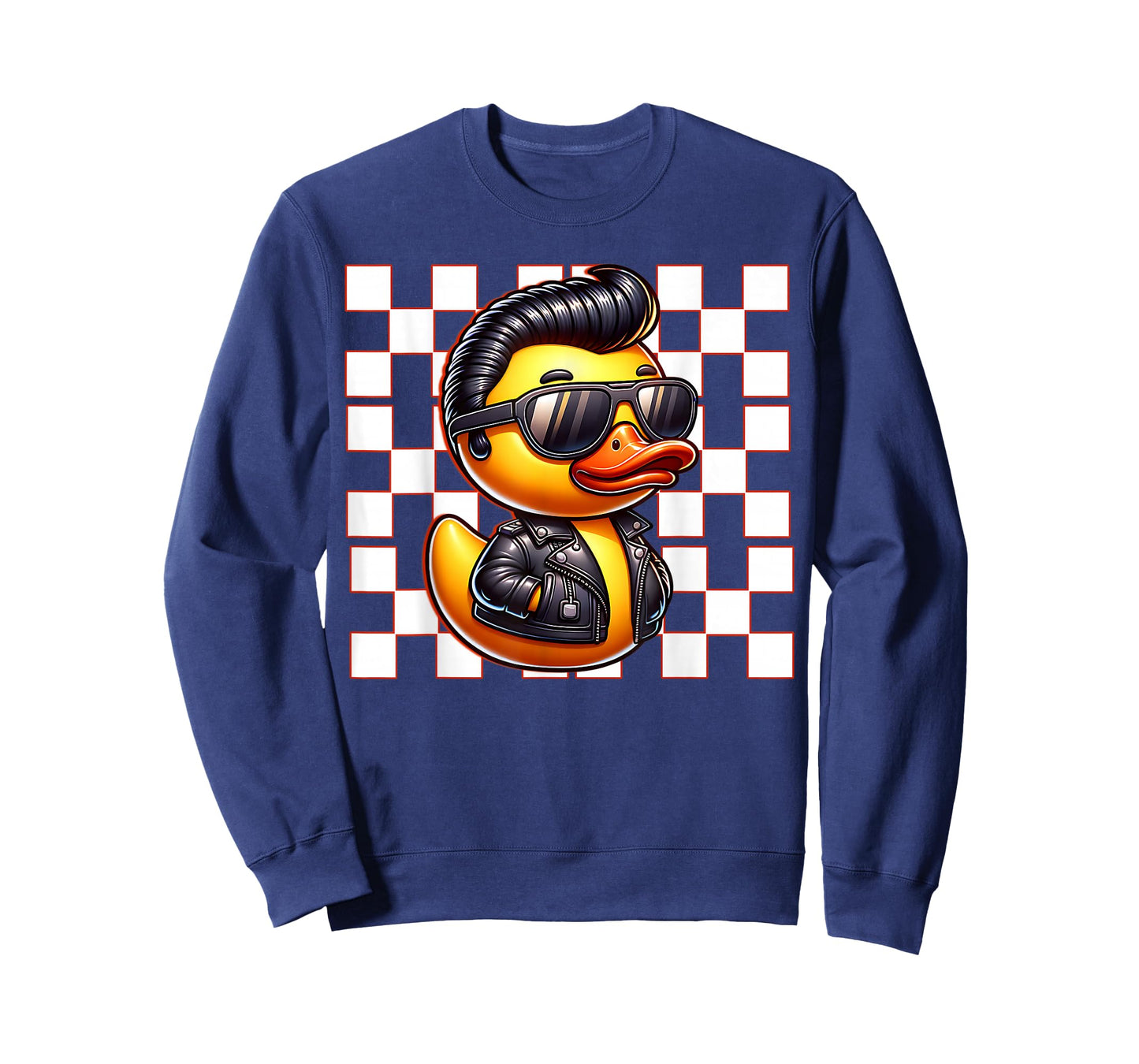 Checkered Greaser Rubber Duckie 50s Sock Hop Racing Themed T-Shirt