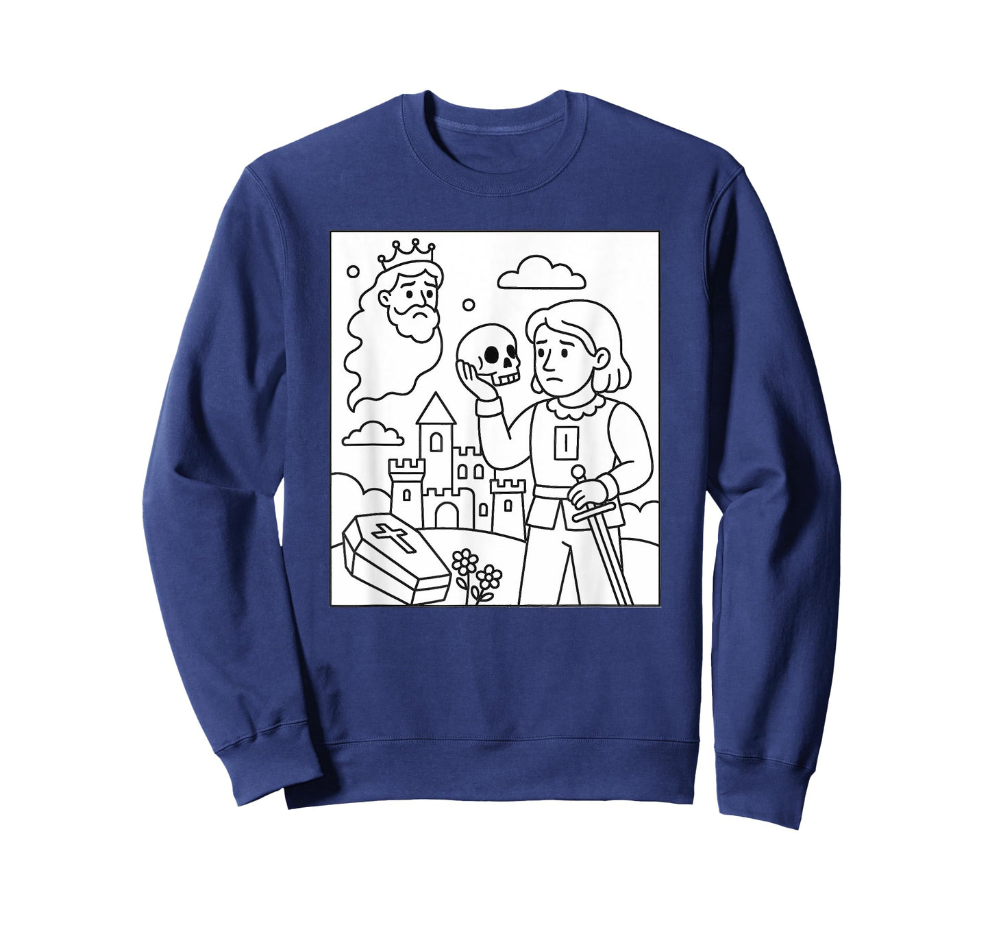 Coloring Book Hamlet Ghost Yorick Castle Shakespeare Play T-Shirt