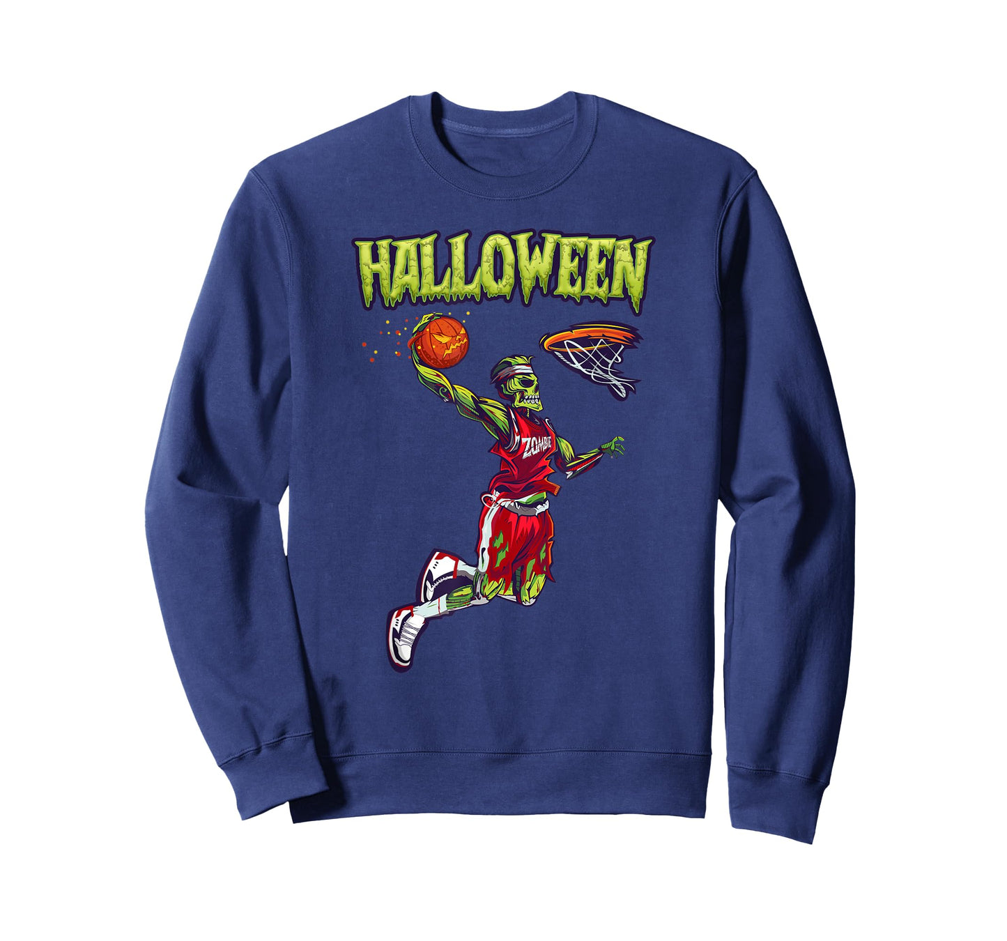 Jump Zombie Basketball Dunk Player Halloween Pumpkin Ball T-Shirt