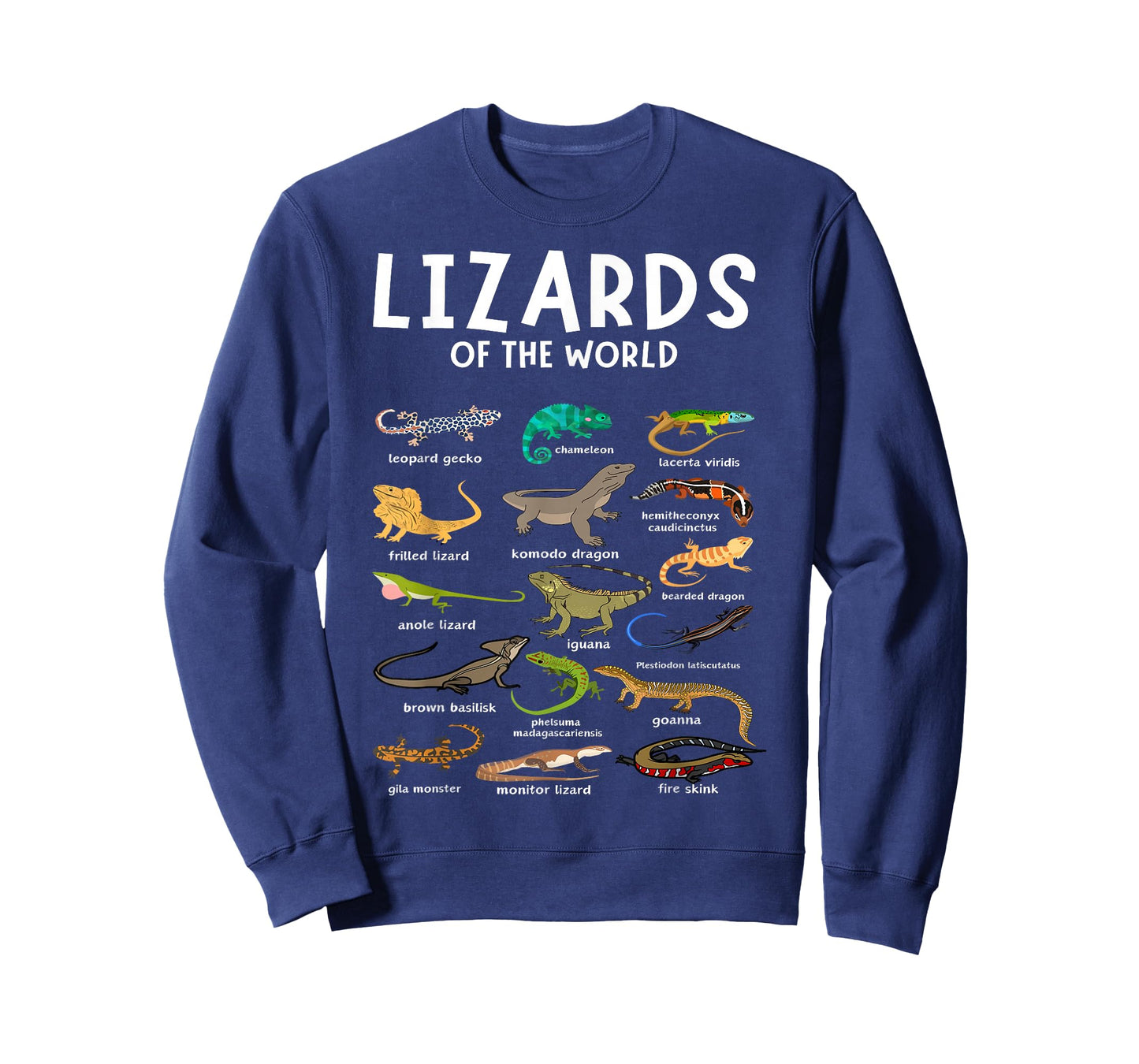 Types of Lizards of the World Reptile Herpetology Lizard T-Shirt
