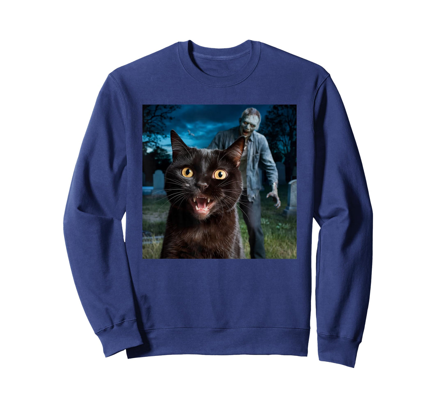 Cat and Zombie Selfie Photo Halloween for Cat Lovers T-Shirt