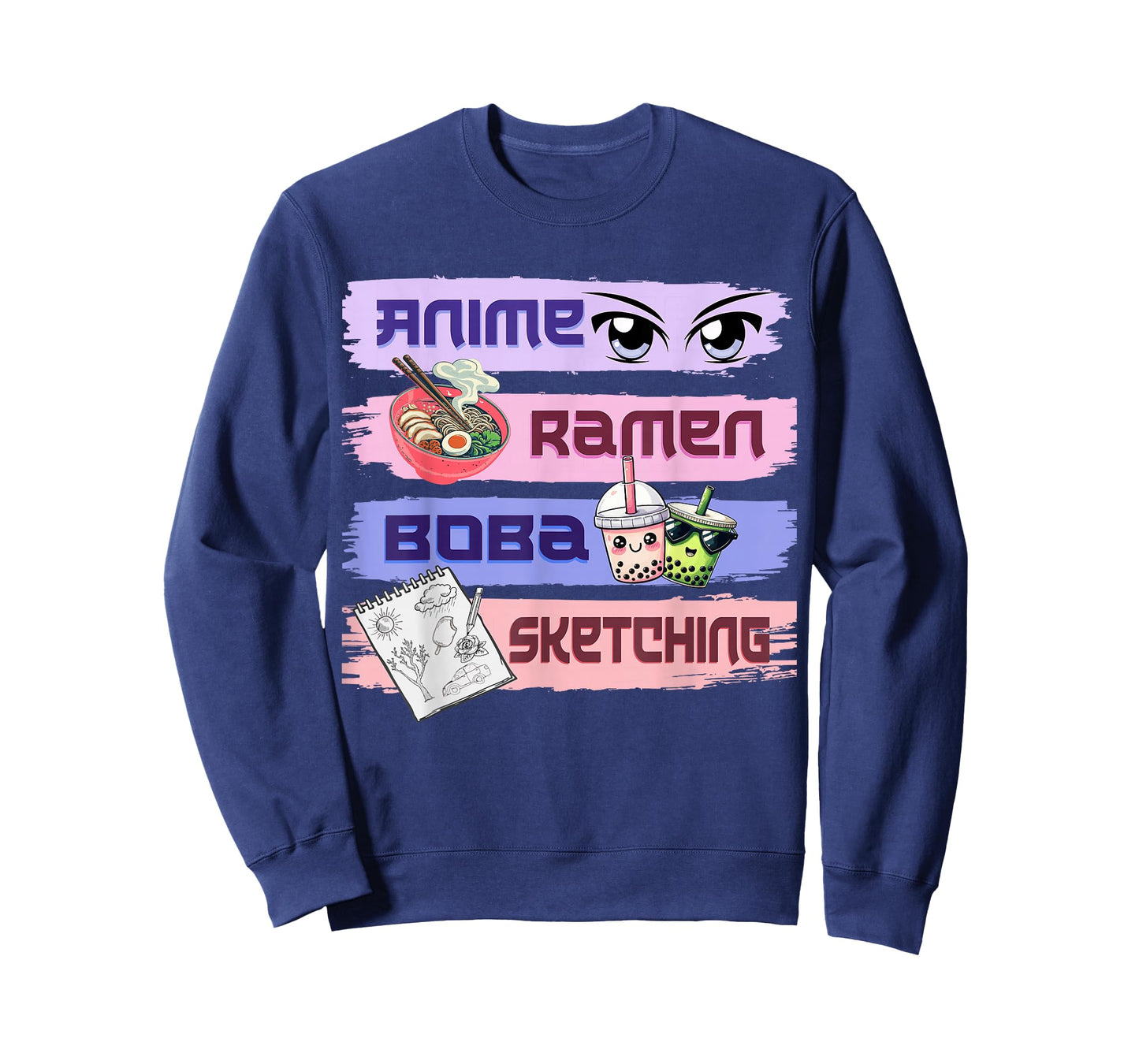 Cute Kawaii Anime Girl Ramen Sketching Boba Tea Anime Lover T-Shirt