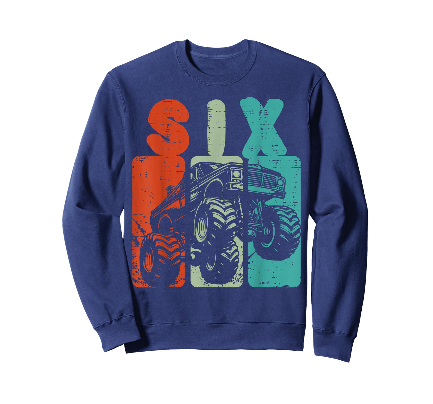 6th Birthday Monster Truck Six Retro 6 Bday Boys Kids Youth T-Shirt