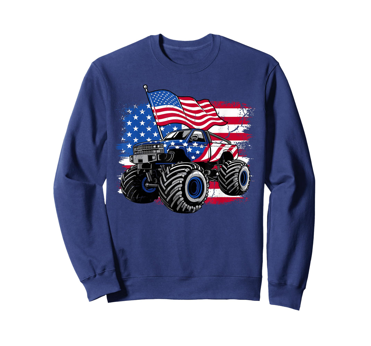 Monster Truck 4th Of July Shirt Boys American Flag Men USA T-Shirt