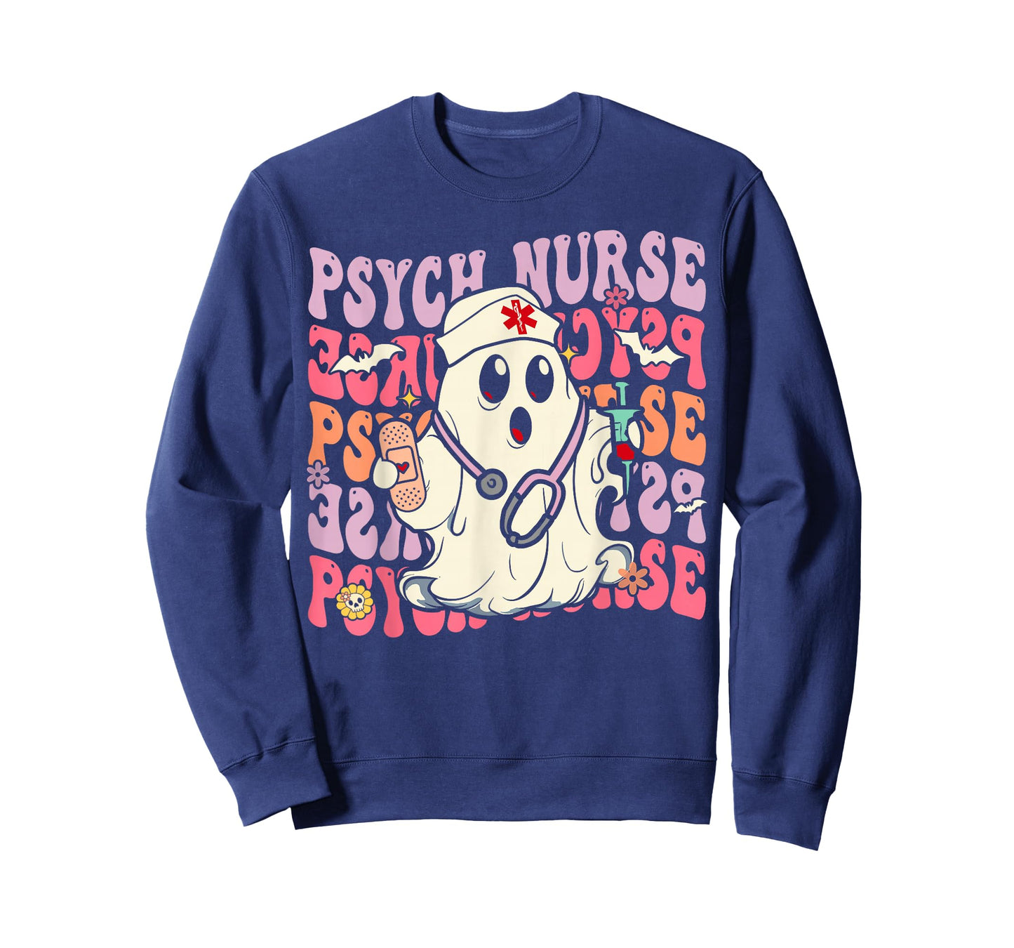 Retro Psych Nurse Groovy Halloween Psychiatric Nurse T-Shirt