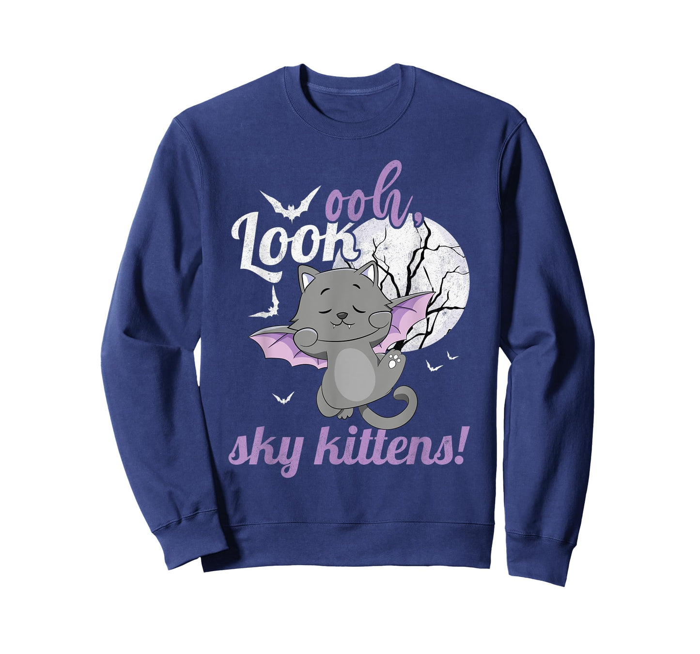 Oh Look Sky Kittens Funny Halloween Bat Cat Women T-Shirt