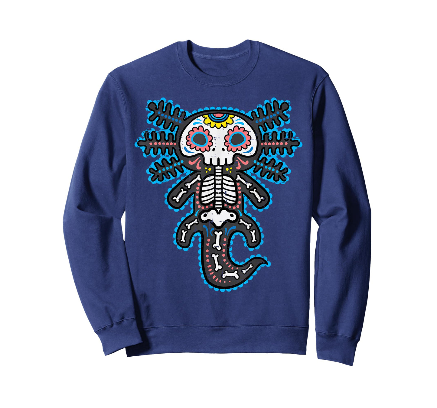 Sugar Skull Axolotl Skeleton Halloween Dia De Los Muertos T-Shirt