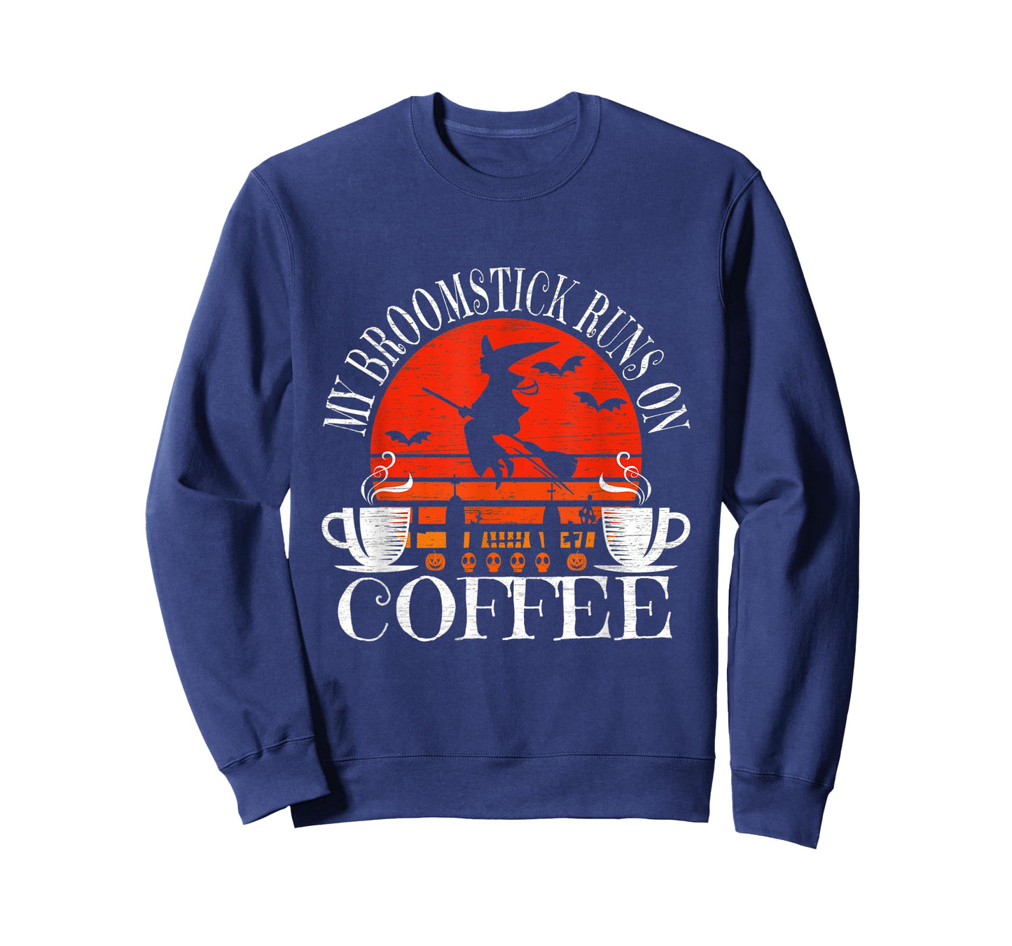 My Broomstick Runs On Coffee Cute Halloween Witches Graphic T-Shirt