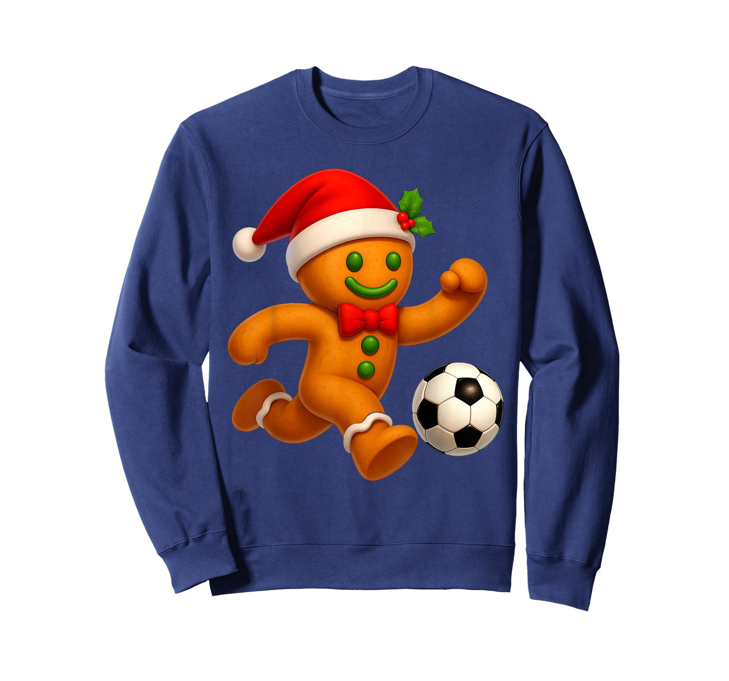Gingerbread Cookie Playing Soccer Merry Christmas Boys Men T-Shirt