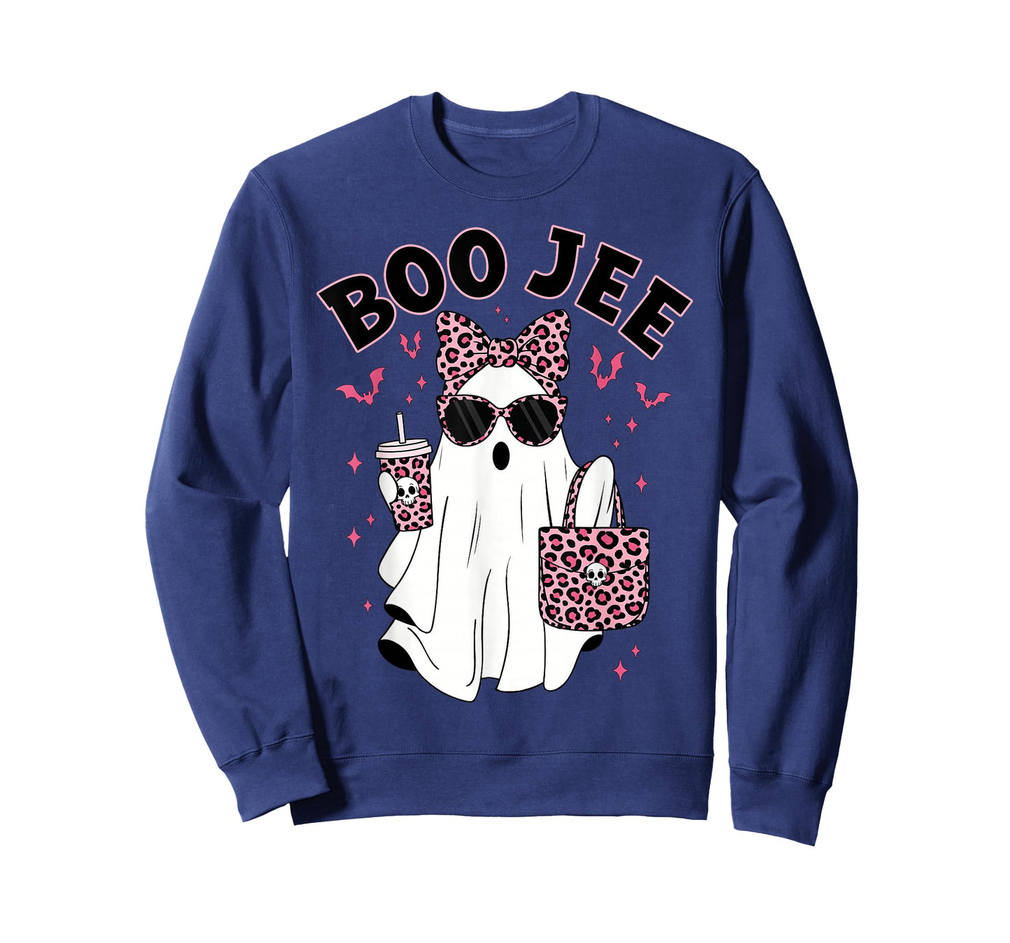 Boo JEE Boujee Pink Ghost Coffee Halloween October Vibes T-Shirt