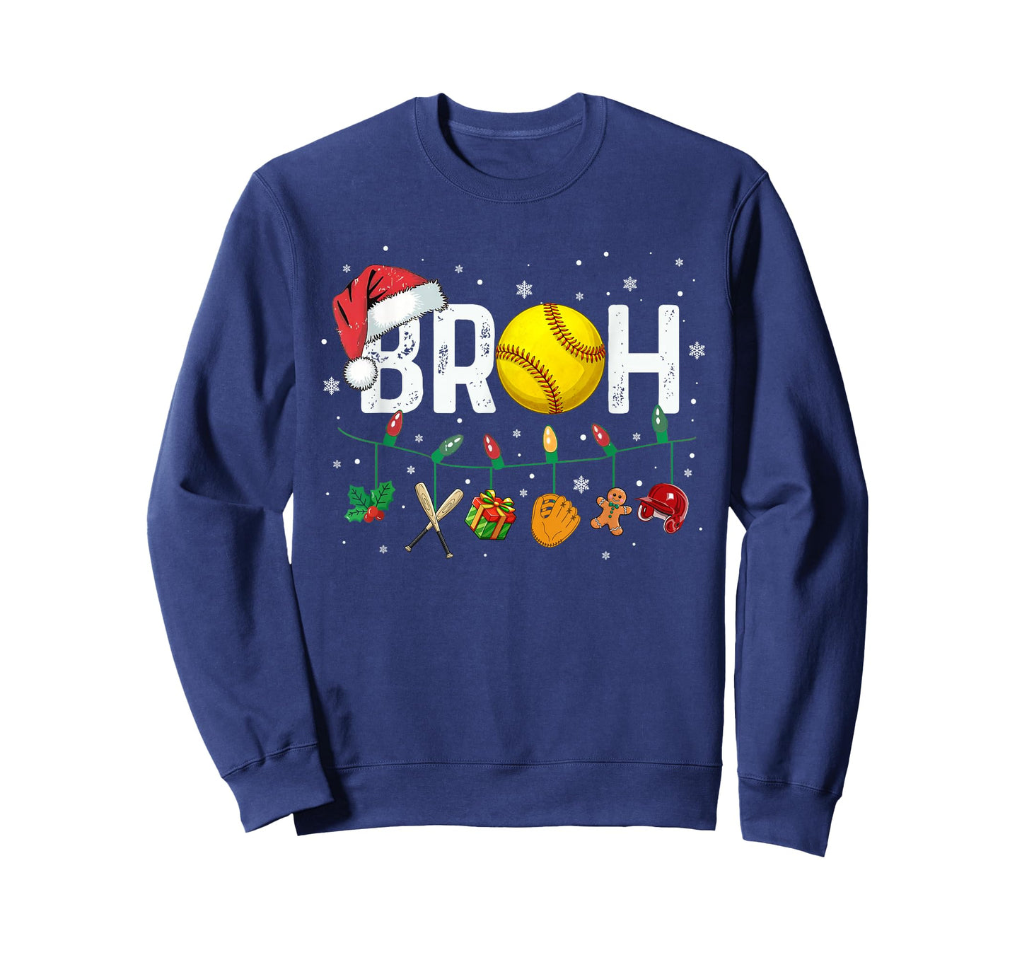 Bruh Funny Christmas Softball Teens Boys Kids Xmas Pajamas T-Shirt