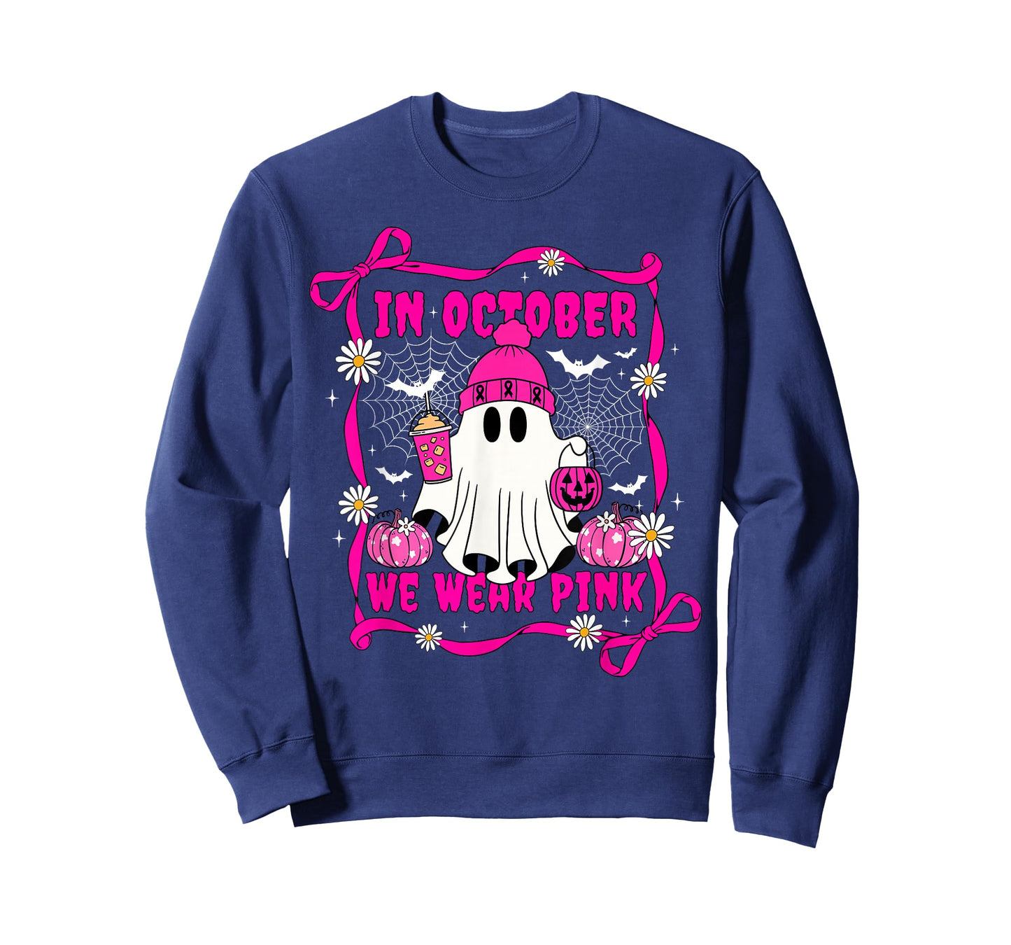 We Wear Pink in October Cute Ghost Breast Cancer Awareness T-Shirt
