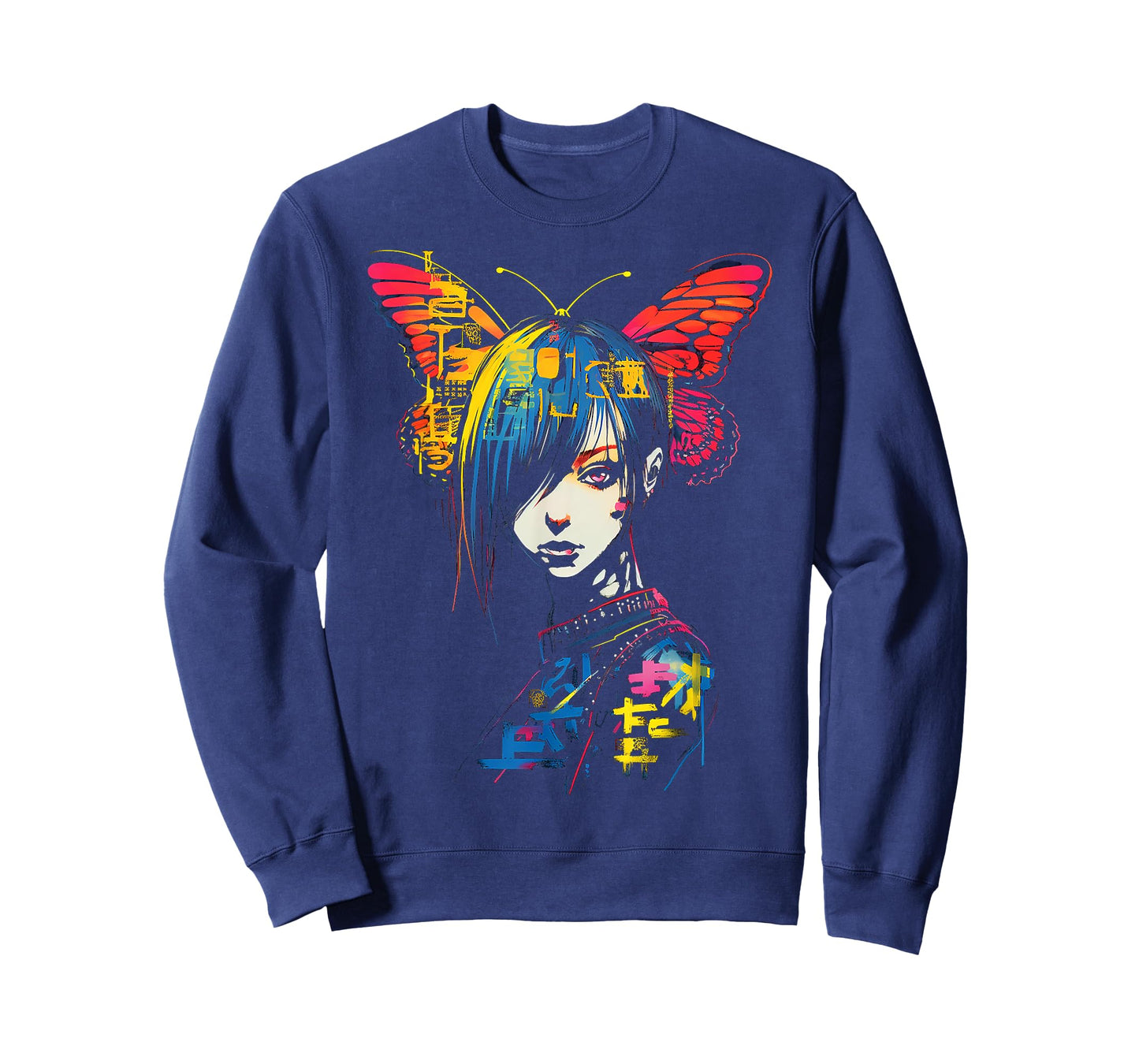 Anime Butterfly Colorful Text Graphic Women Anime T-Shirt