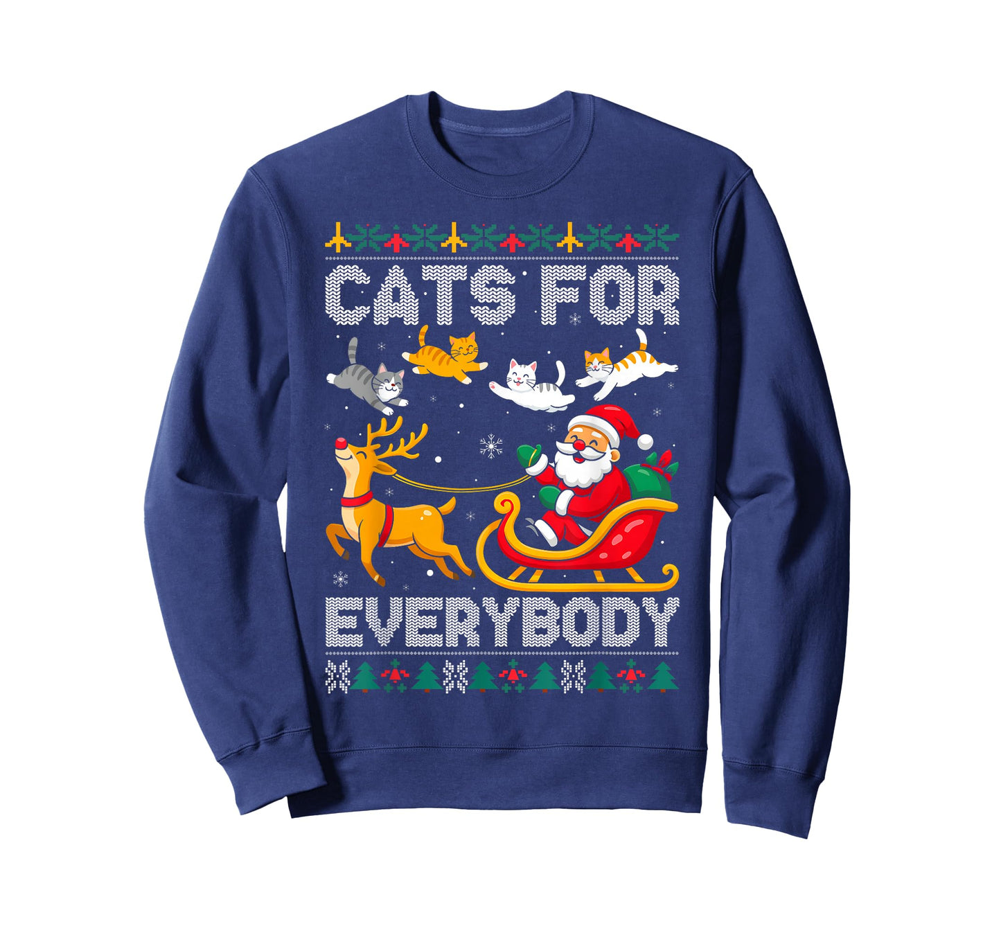 Cats for Everybody Christmas Cat Funny Xmas Women Santa Kids T-Shirt