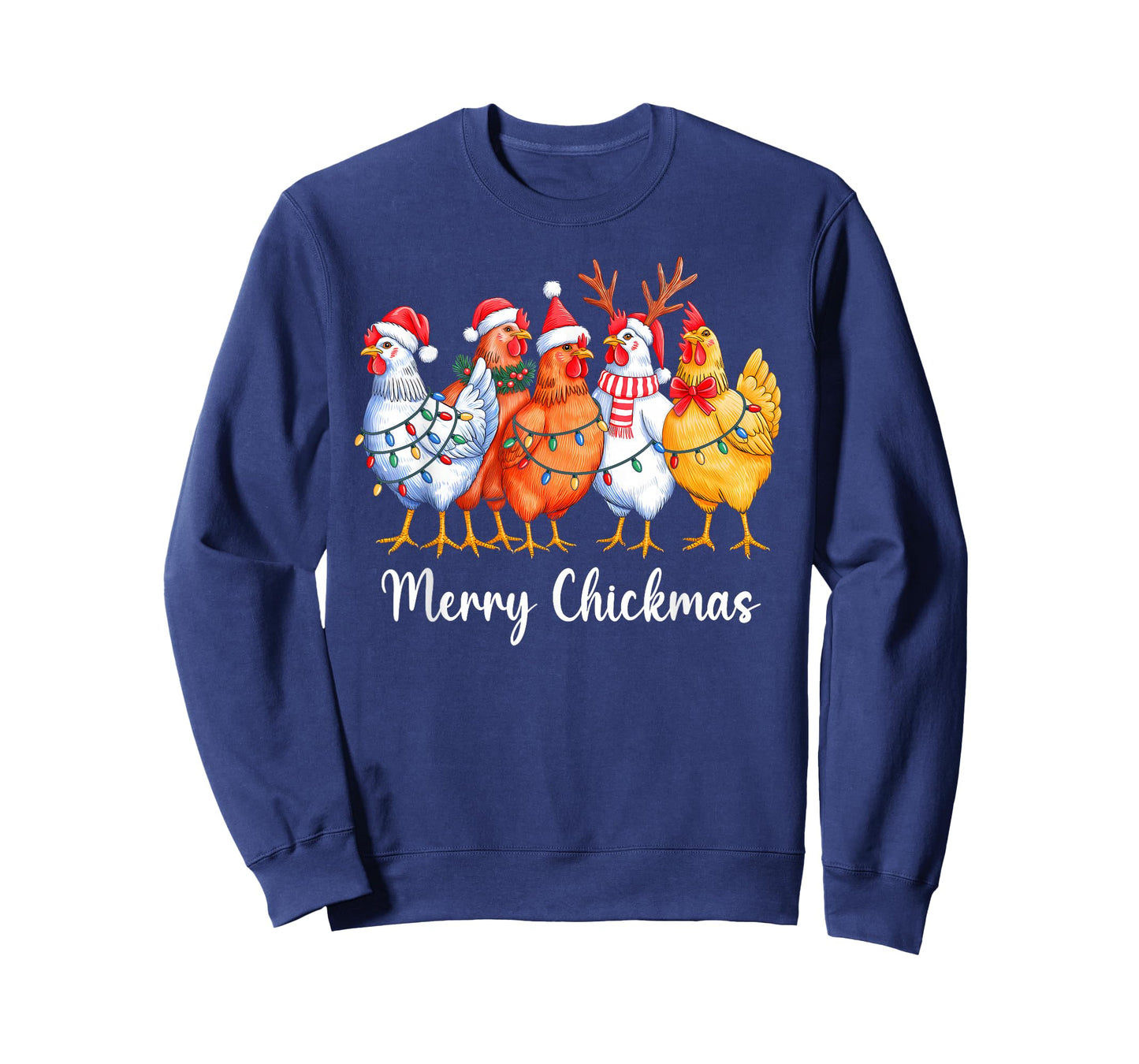 Merry Chickmas Funny Christmas Chicken Lover Santa Hat Xmas T-Shirt