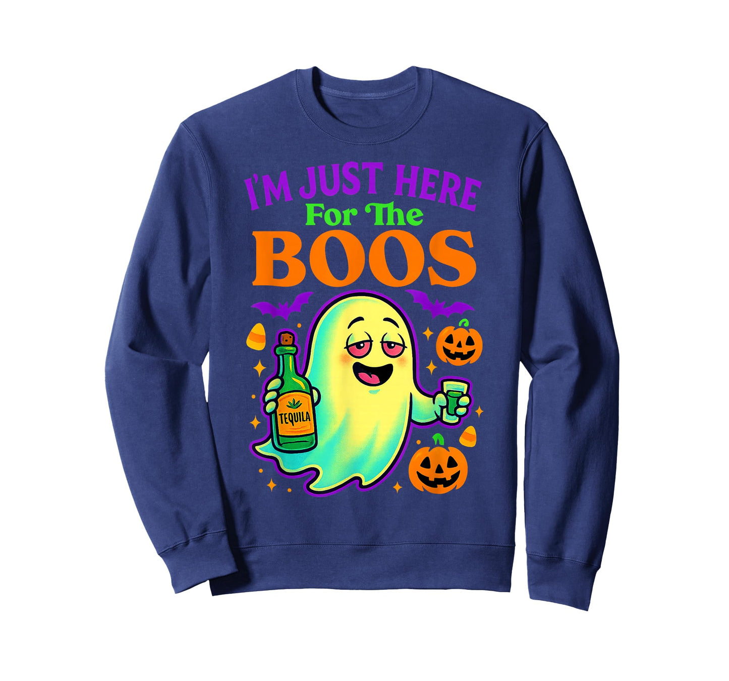 I’m Just Here for The Boos Funny Halloween Ghost Tequila T-Shirt