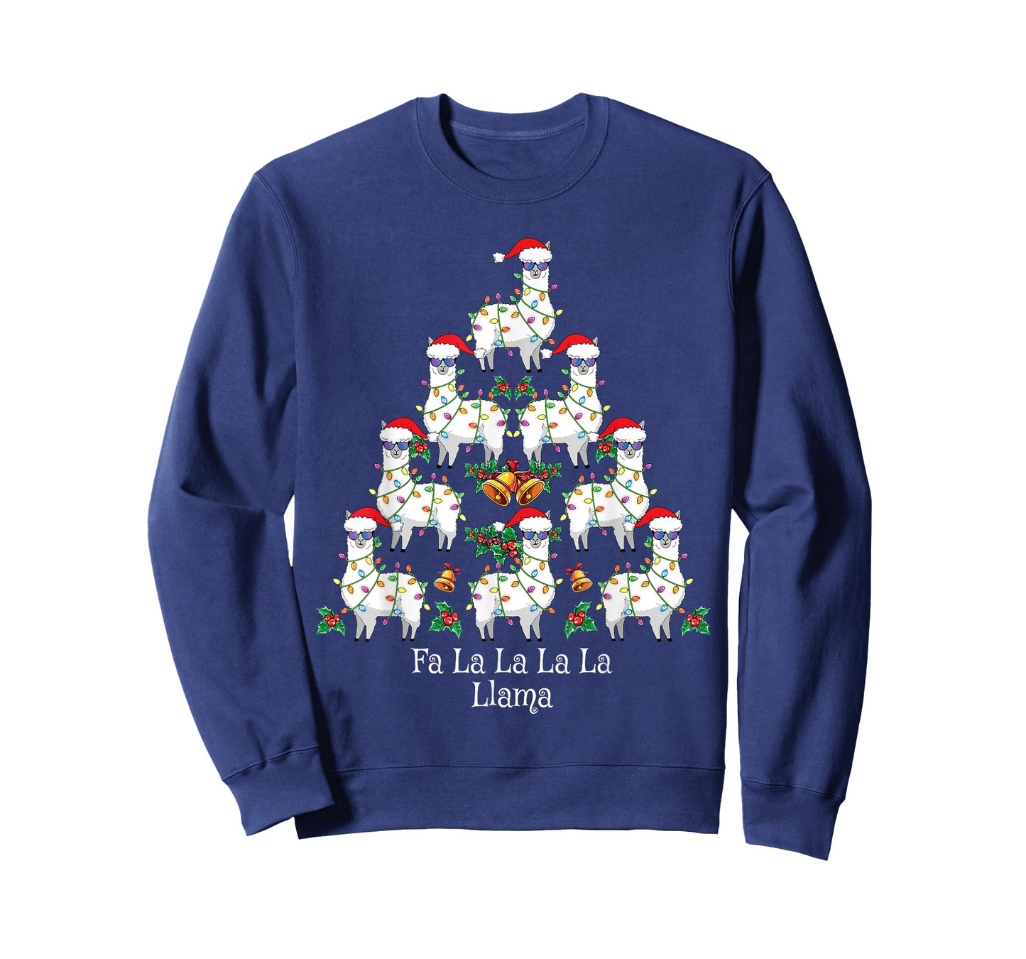 Fa La La Llama Kids Funny Christmas Tree Lights Llama Xmas T-Shirt