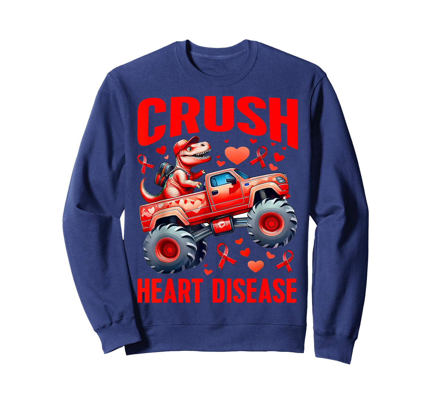 Heart Disease Awareness Month Monster Truck Toddler Boy Kids T-Shirt