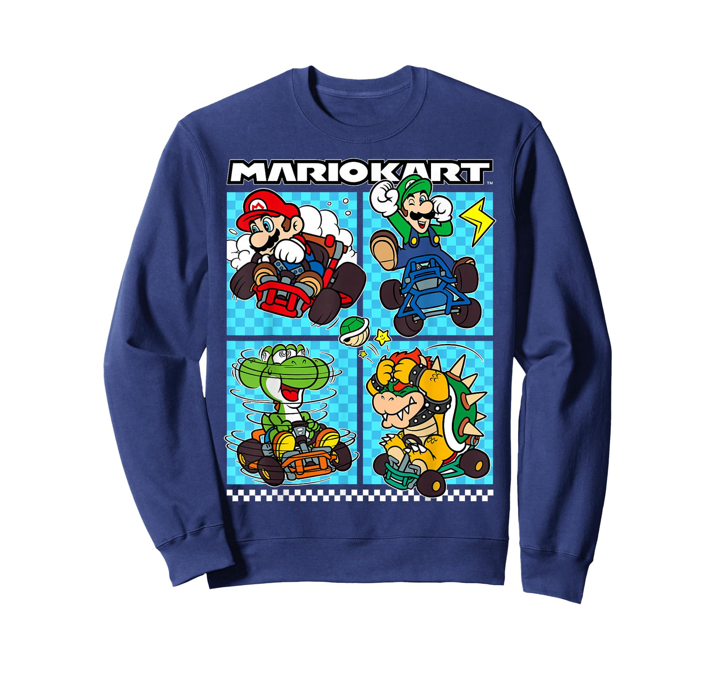 Mario Kart Group Graphic T-Shirt - Classic Fit, Crew Neck, Black, Adult