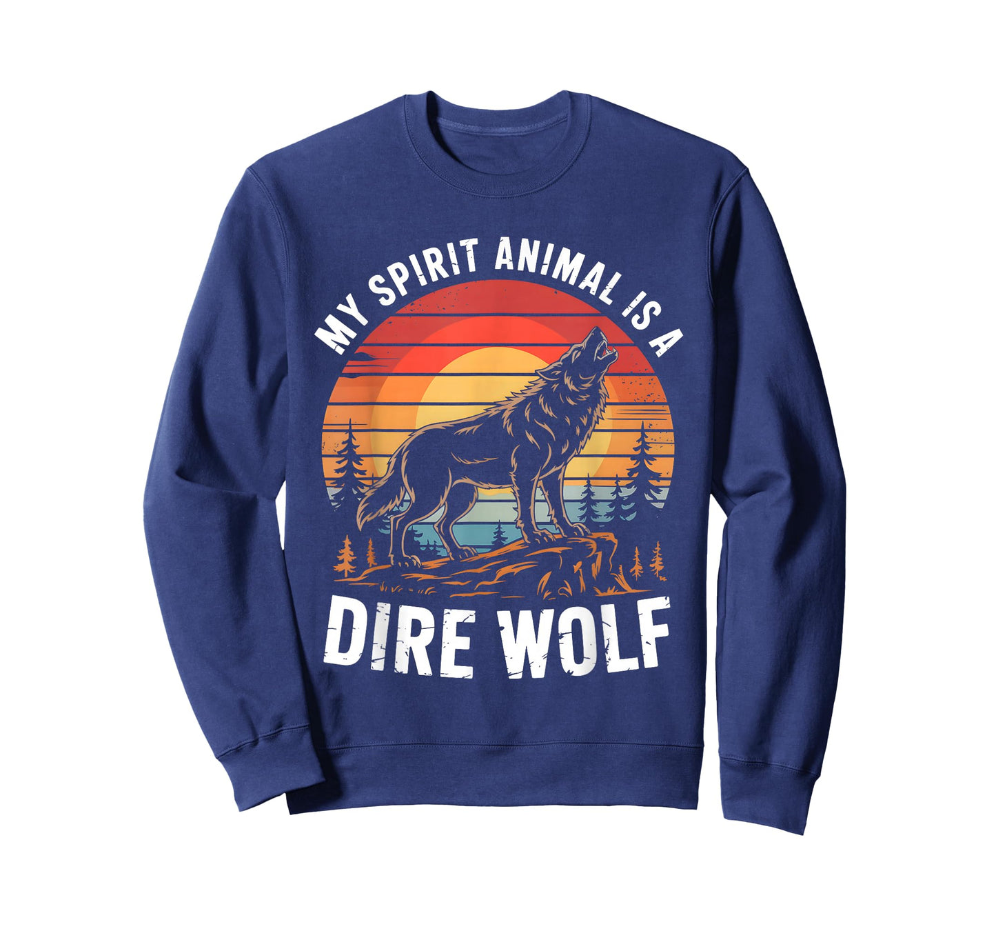 My Spirit Animal Is A Dire Wolf Retro Sunset T-Shirt