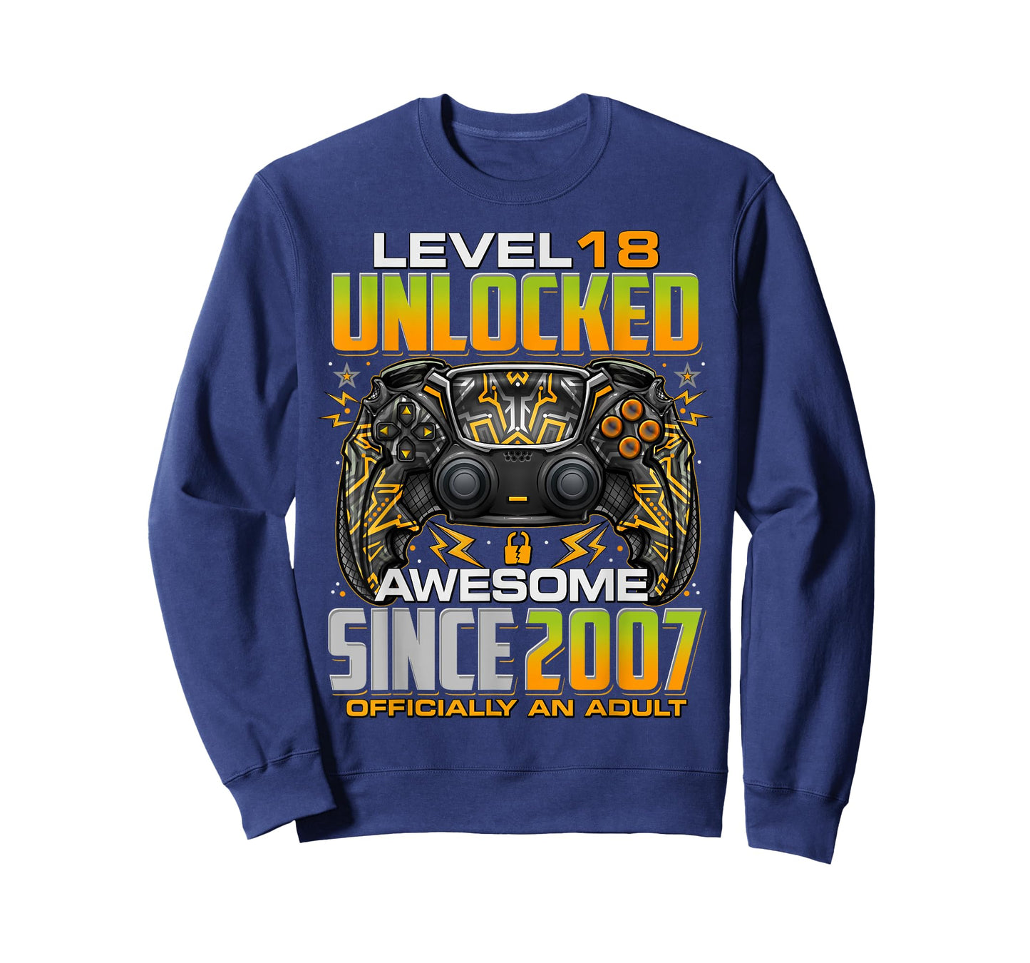 Level 18 Unlocked Awesome Since 2007 18th Birthday Gaming T-Shirt