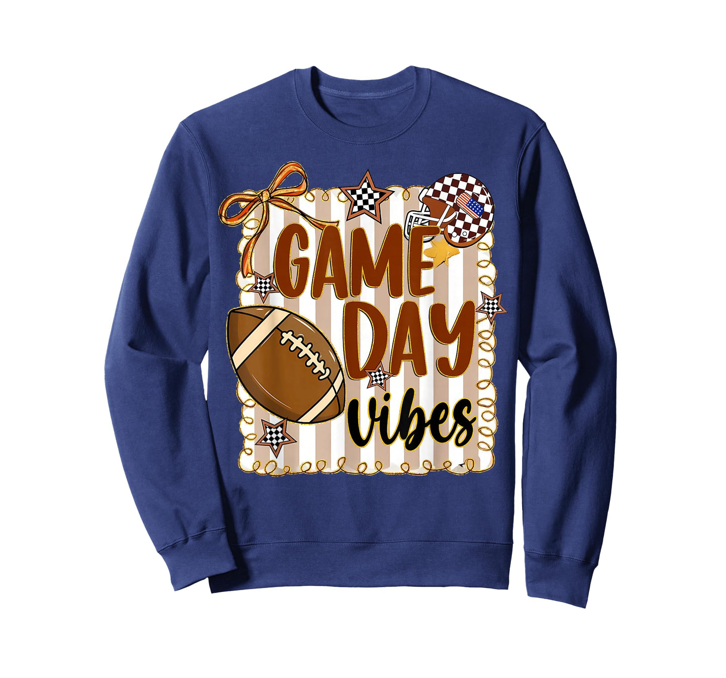Preppy Game Day American Football Women Girl Kids Vibes T-Shirt