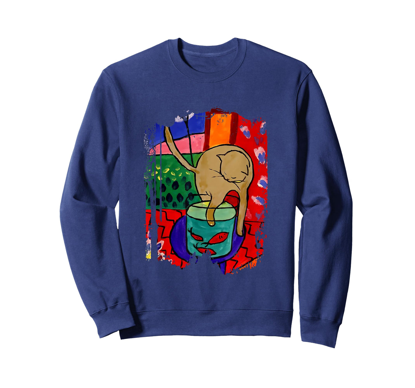 Cat With Red Fish Matisse Inspiration Art In Style T-Shirt