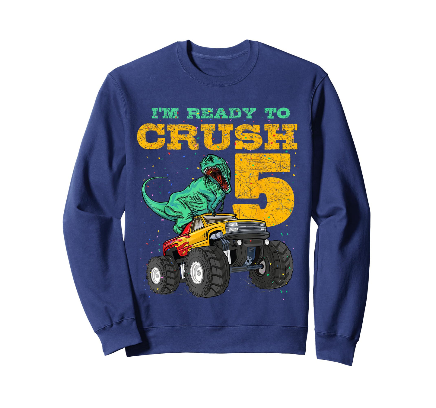 5th Birthday Monster Truck Dino 5 Years Old Bday T-Shirt