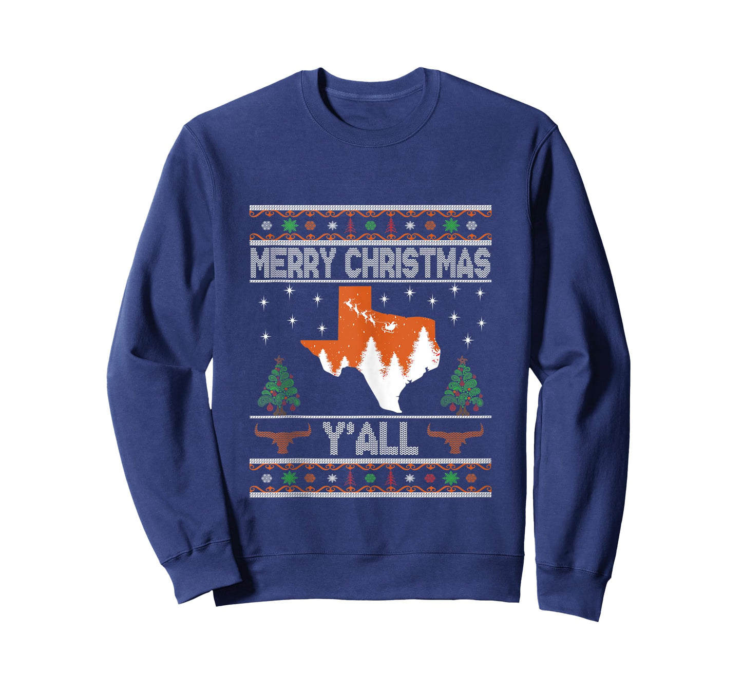 Merry Xmas Y'all Texas Ugly Matching Family Longhorn Sweater Tank Top