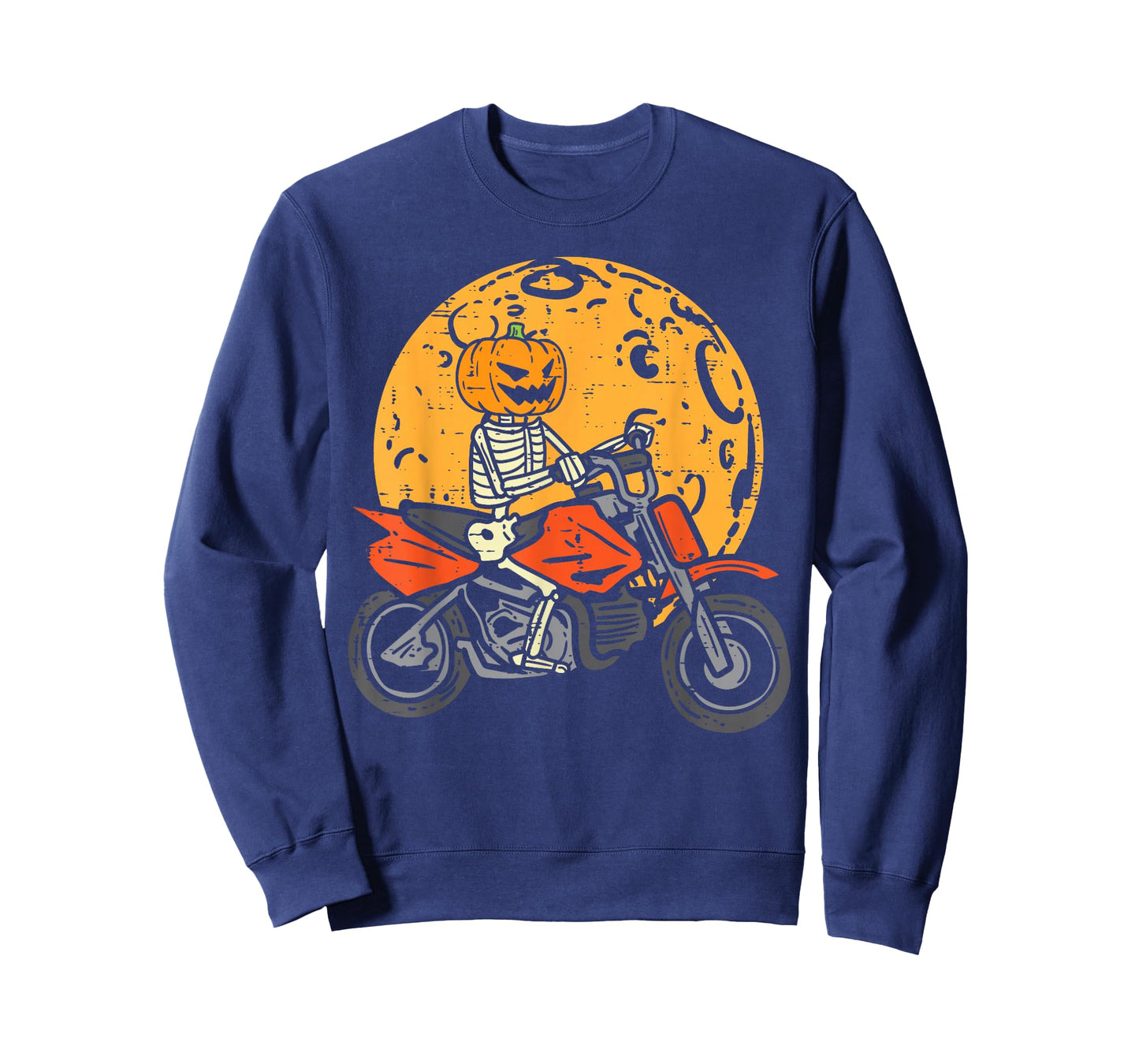 Pumpkin Skeleton Dirt Bike Halloween Motocross Boys Men T-Shirt