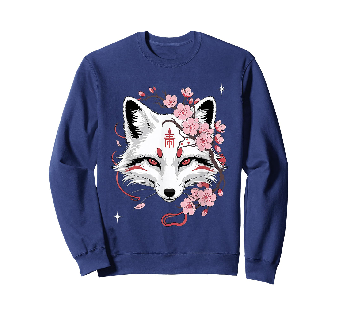japanese kitsune white fox anime kawaii cherry blossom T-Shirt