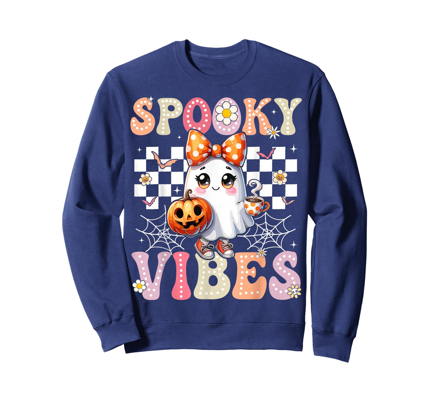 Groovy Spooky Vibes Cute Boo Ghost Halloween Costumes Girls T-Shirt
