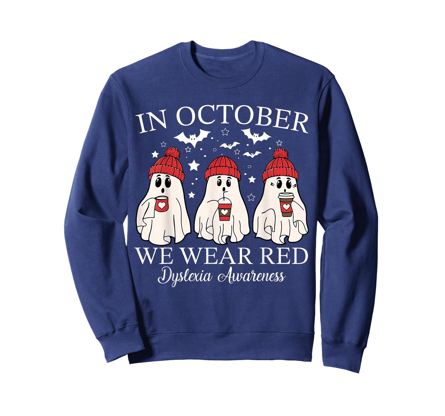in October We Wear Red Ghost Teacher Dyslexia Awareness T-Shirt