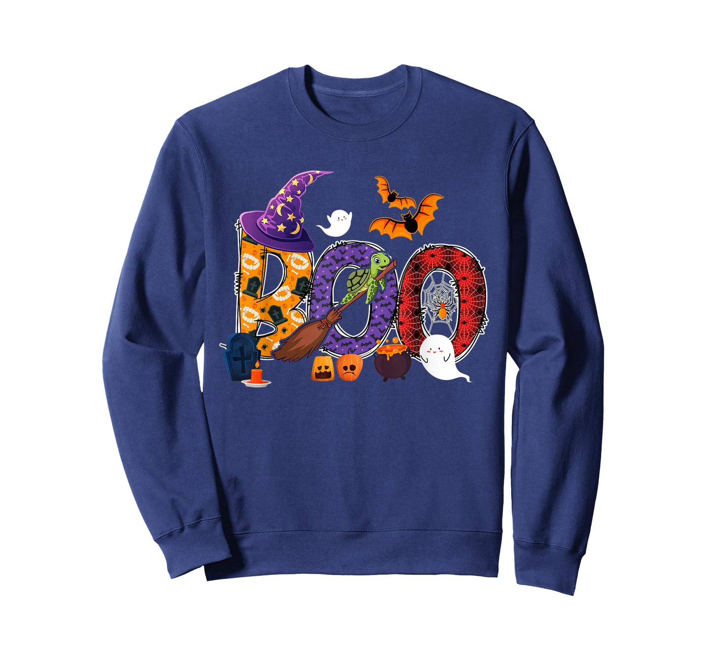 Boo Halloween Turtle Riding Witch's Broomstick Lover Family T-Shirt