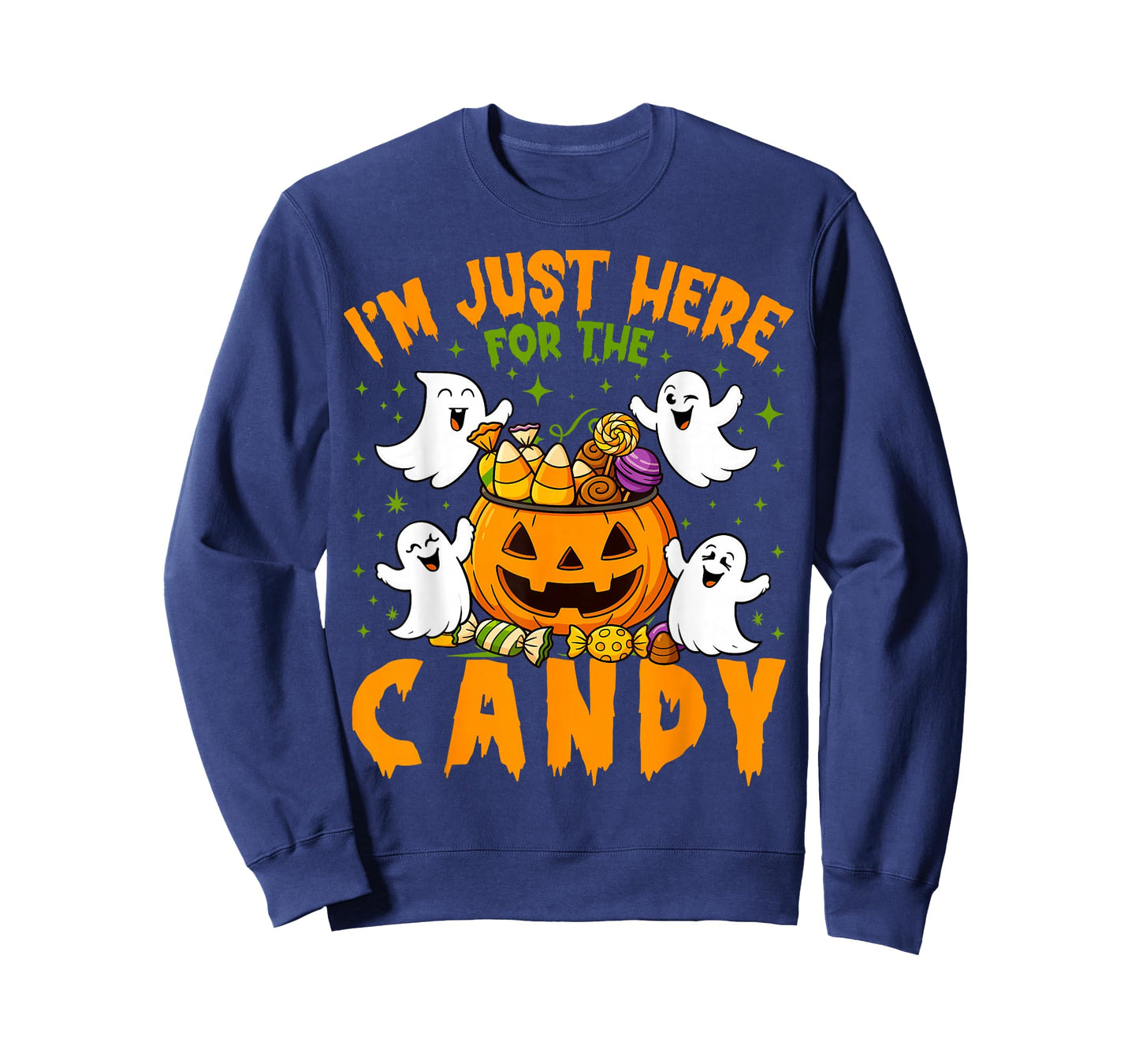 I'm Just Here for The Candy Funny Ghost Halloween Boys Girls T-Shirt