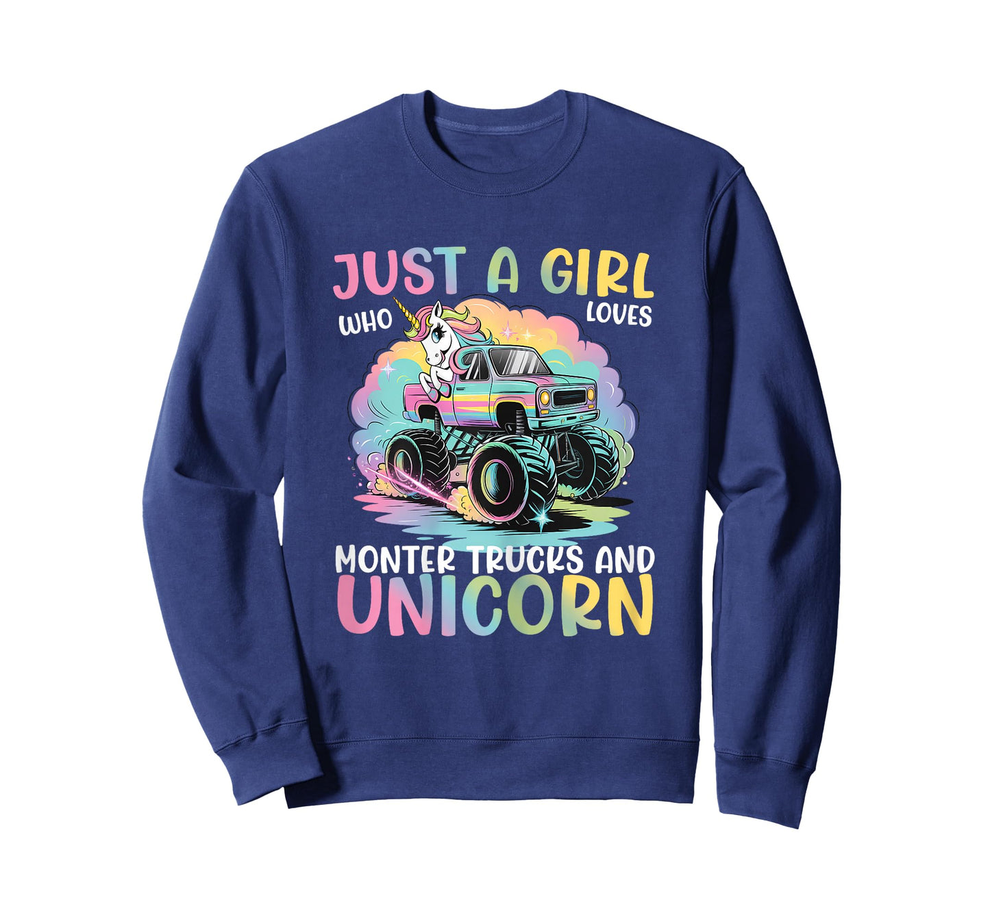Just A Girl Who Loves Monster Trucks and Unicorns Girls Kids T-Shirt