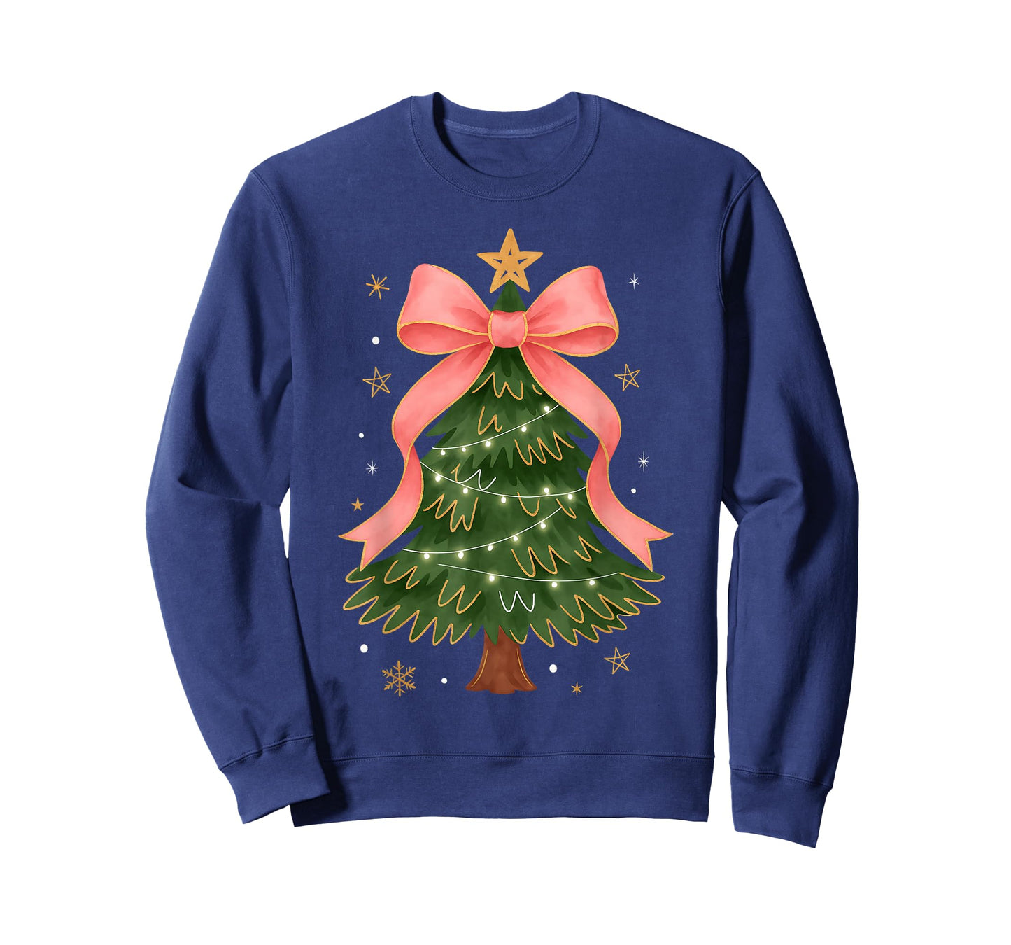 Christmas Tree Xmas Holiday Coquette Bow Girly Women T-Shirt