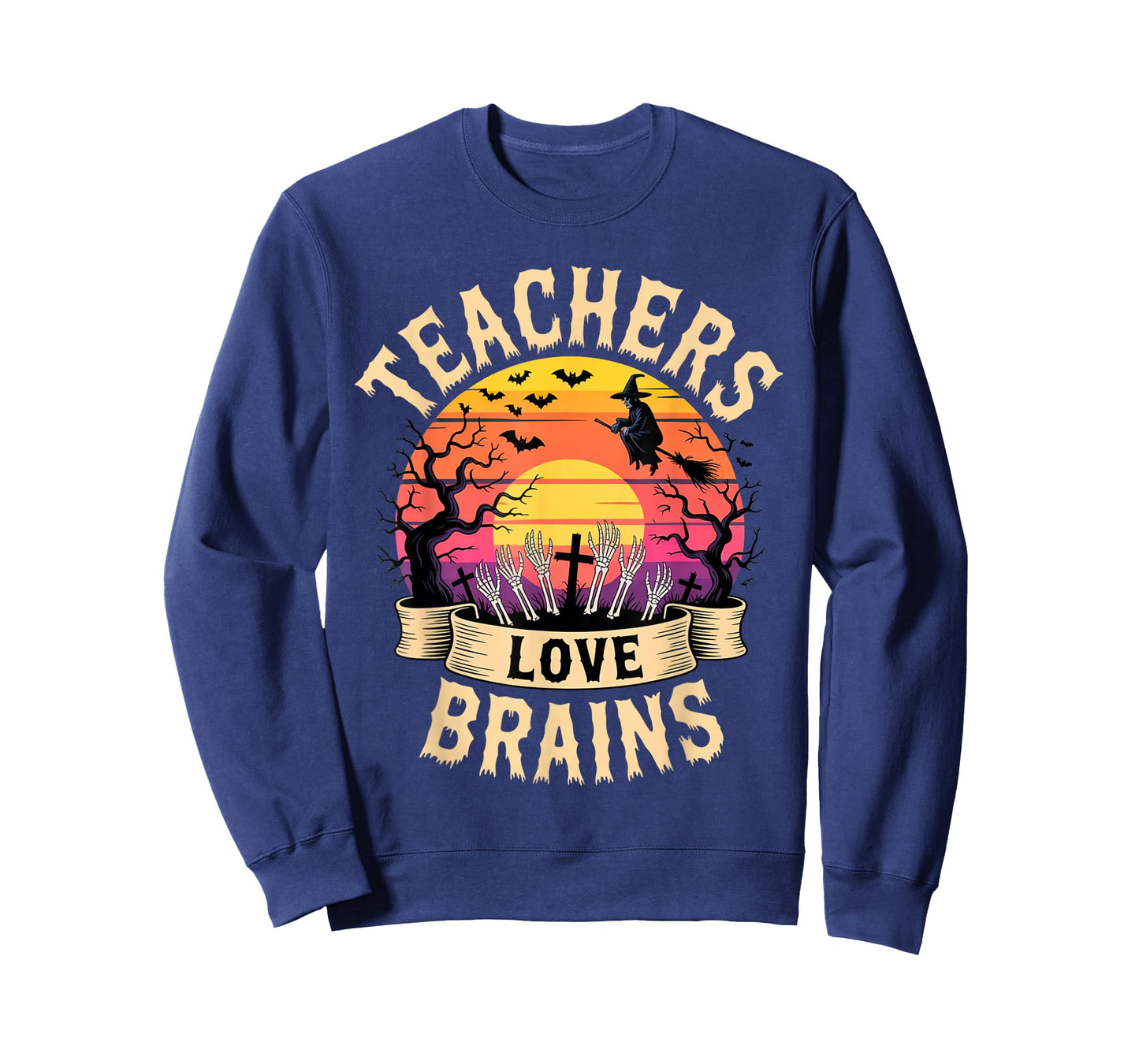 Teachers Love Brains Funny Halloween Zombie Teacher wicth T-Shirt