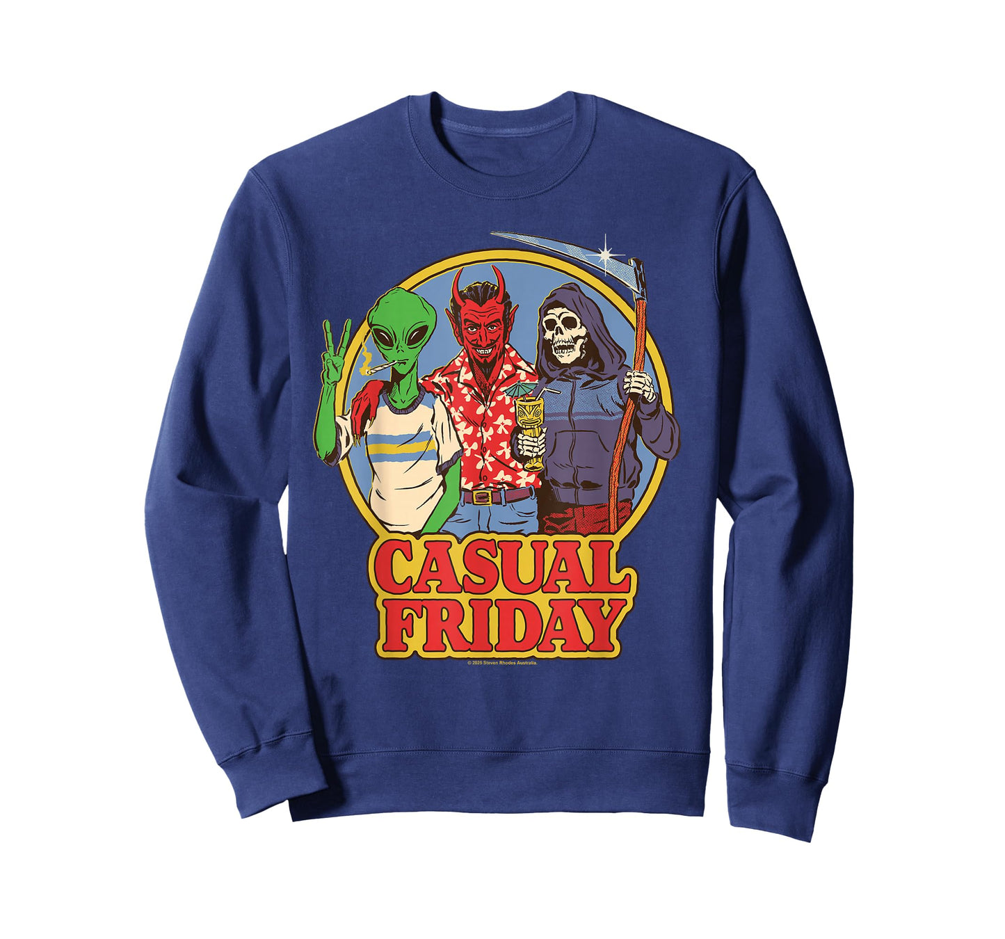 Casual Friday Alien Satan Reaper Retro Funny Adult Humor T-Shirt