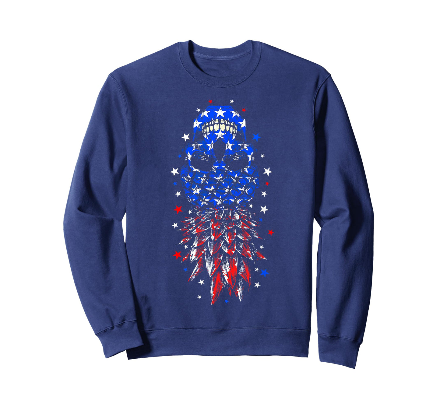 4th of July Skull Pineapple USA Flag Upside Down T-Shirt
