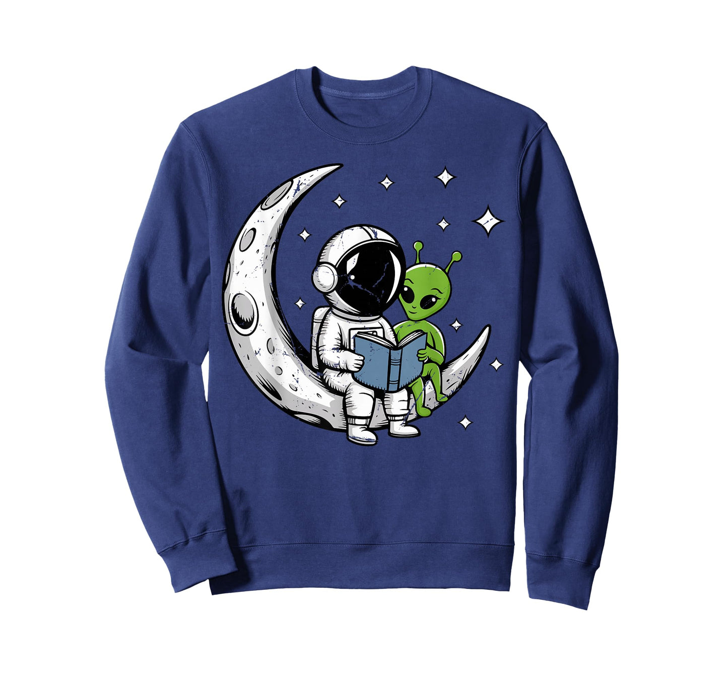 Astronaut Reading Book To Alien Moon Space Astronomy T-Shirt
