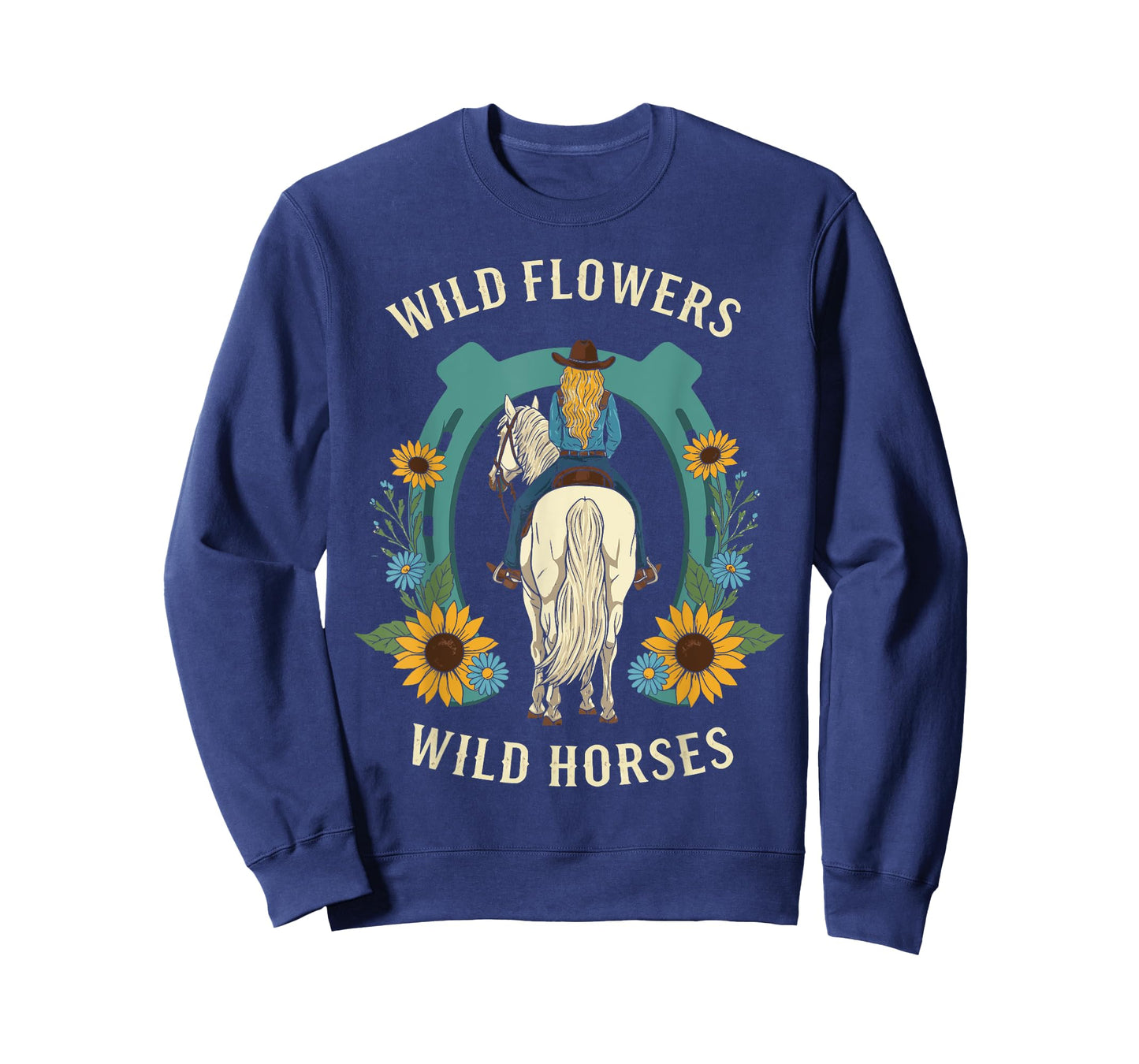 Wild Flowers Wild Horses Retro Rodeo Western Country Cowgirl T-Shirt