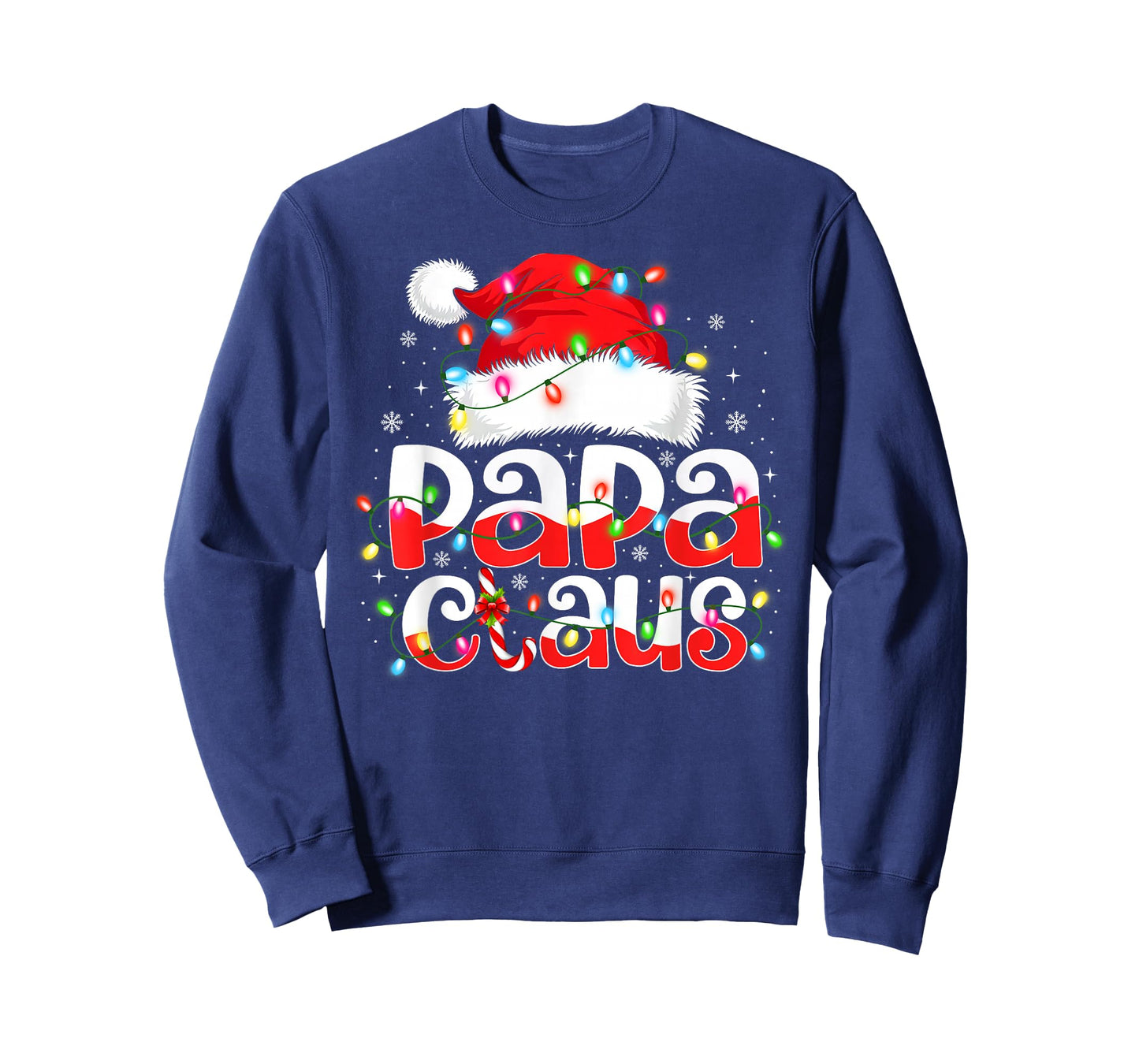 Papa Claus Shirt Christmas Lights Pajama Family Matching T-Shirt
