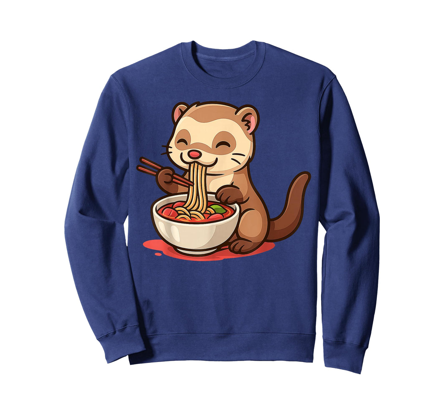 Anime Kawaii Ferret Eating Ramen Noodles Men Women Teen Kids T-Shirt