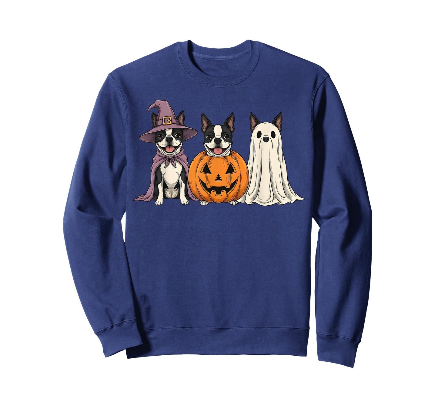 Spooky Ghost Boston Terrier Pumpkin Halloween Dog Lover T-Shirt