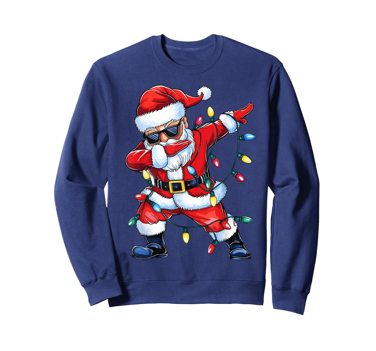 Dabbing Santa Xmas Light Girls Boys Kids Funny Christmas Tee T-Shirt