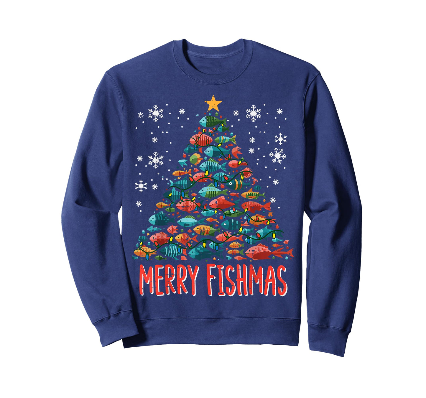 Fish Christmas Tree Merry Fishmas Xmas Boys Kids Men Women T-Shirt