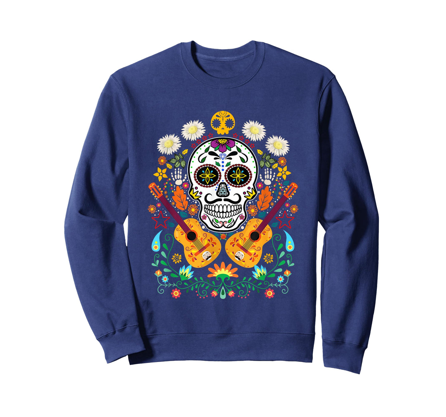Flower Guitar Skull Day of the Dead T-Shirt Gifts Mariachi T-Shirt